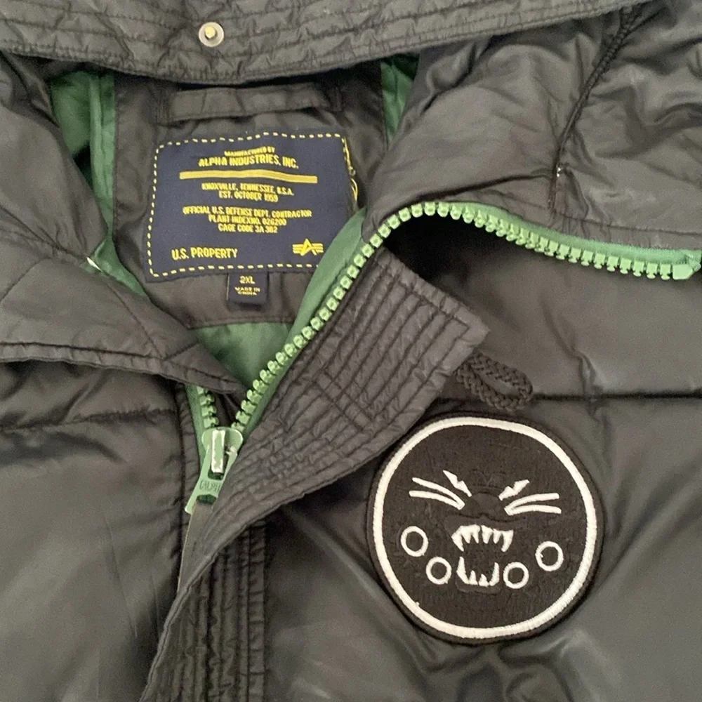 ALPHA INDUSTRIES Combat N-2B Down Parka Black/Forest Green size XXL - Picture 4 of 14